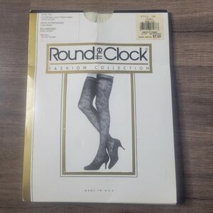 Vtg Round The Clock Nylon Thigh High IVORY Style 765 Size C/D Made In USA